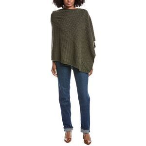 Forte Cashmere Cable Cashmere Poncho, Green